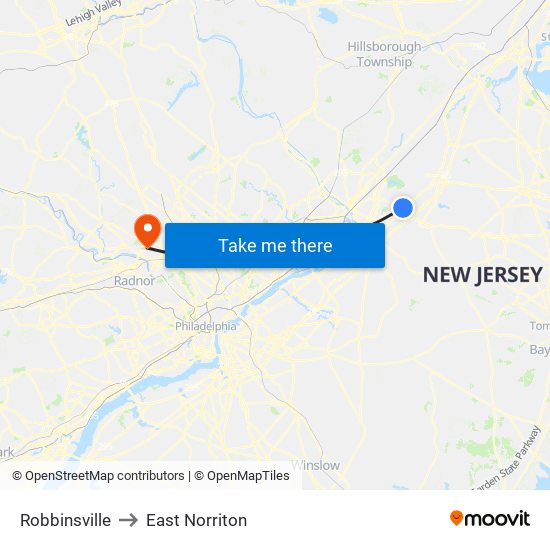 Robbinsville to East Norriton map