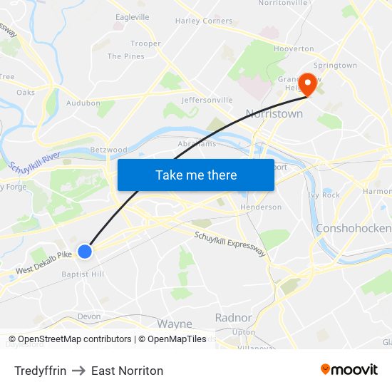 Tredyffrin to East Norriton map