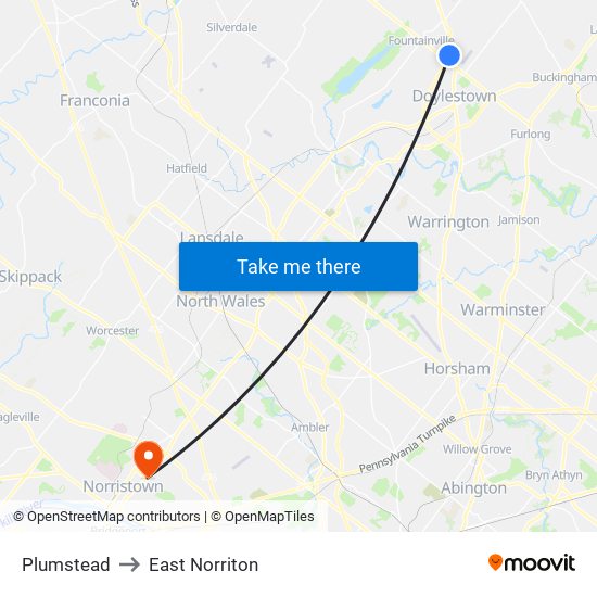 Plumstead to East Norriton map