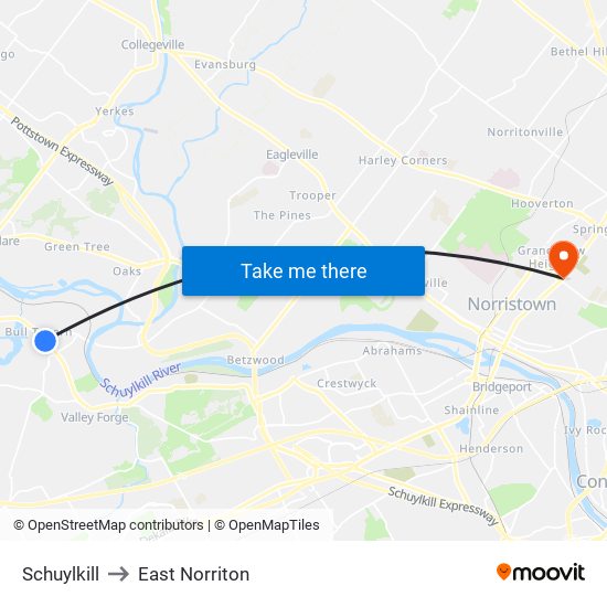 Schuylkill to East Norriton map