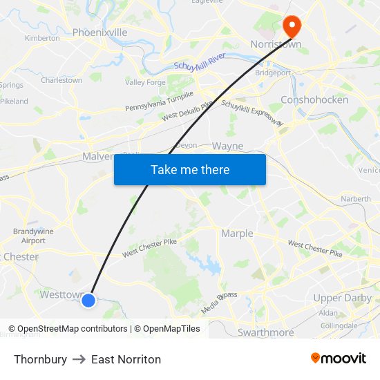 Thornbury to East Norriton map