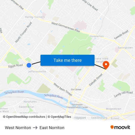 West Norriton to East Norriton map