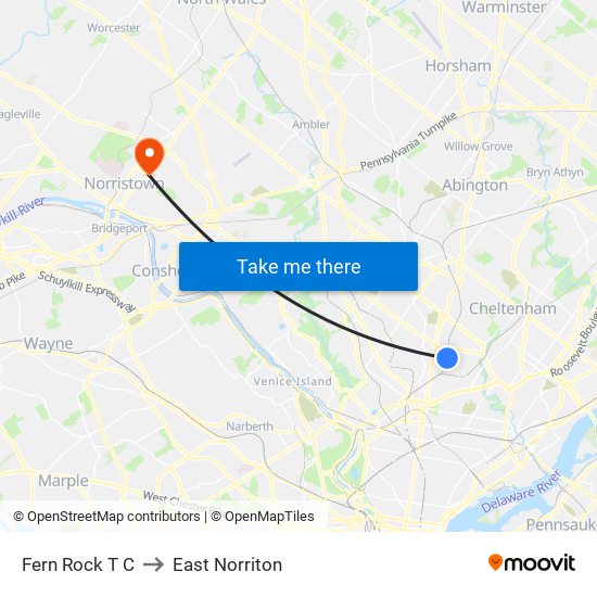 Fern Rock T C to East Norriton map