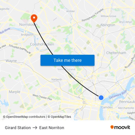 Girard Station to East Norriton map