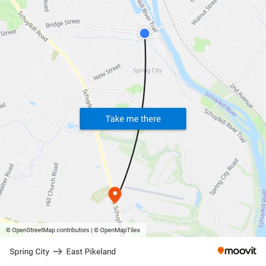 Spring City to East Pikeland map