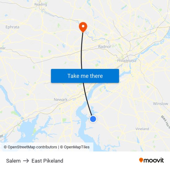 Salem to East Pikeland map