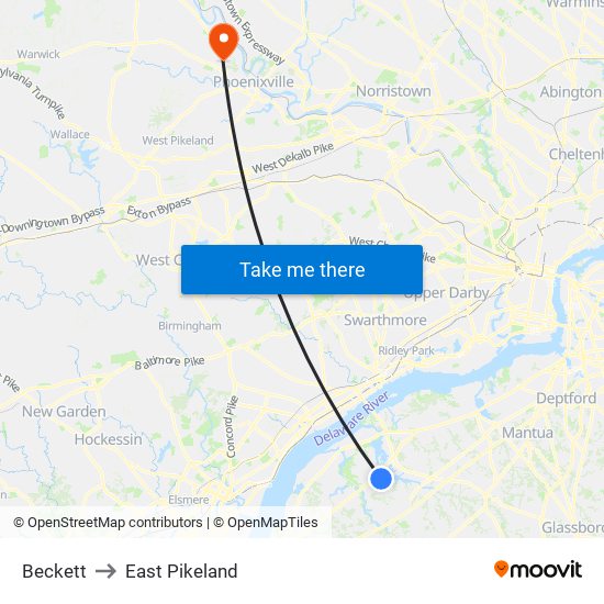 Beckett to East Pikeland map