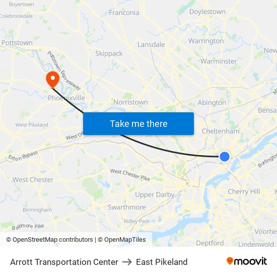 Arrott Transportation Center to East Pikeland map