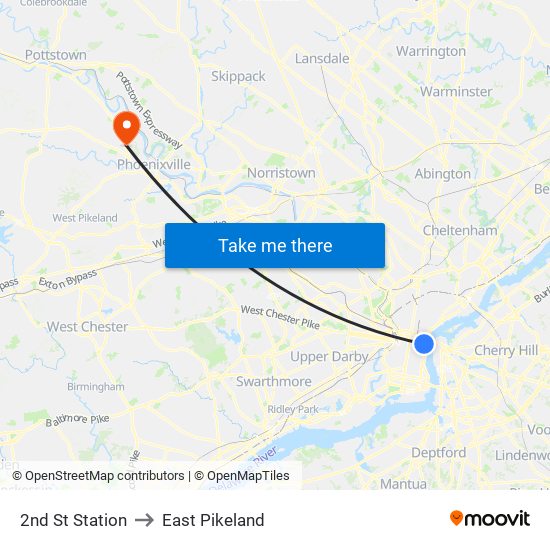 2nd St Station to East Pikeland map