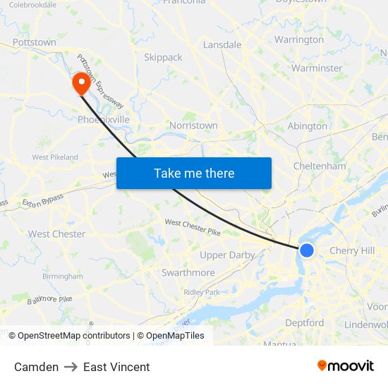 Camden to East Vincent map