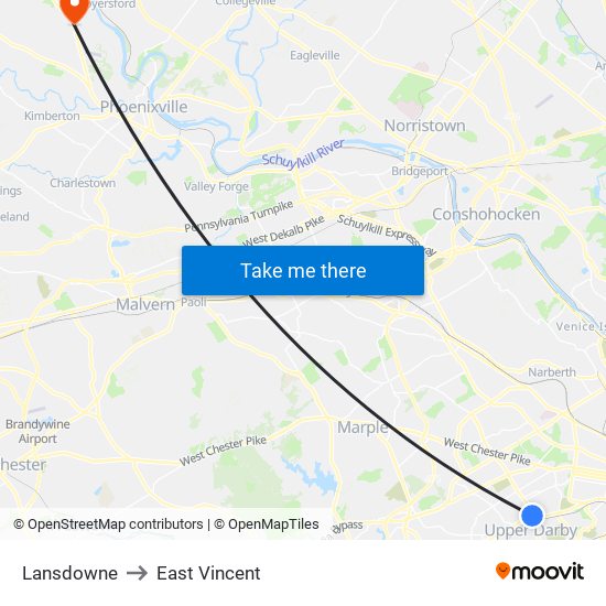 Lansdowne to East Vincent map