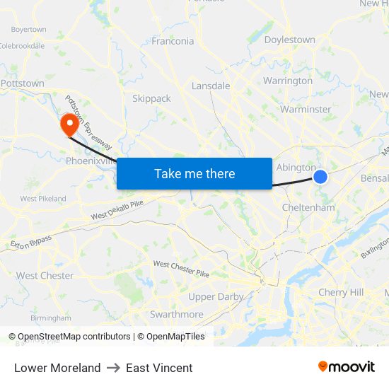 Lower Moreland to East Vincent map
