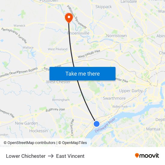 Lower Chichester to East Vincent map