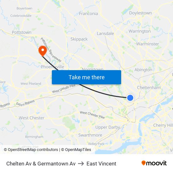 Chelten Av & Germantown Av to East Vincent map