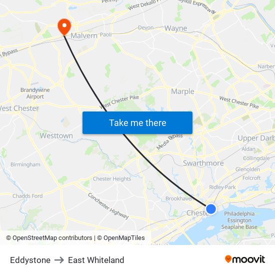 Eddystone to East Whiteland map