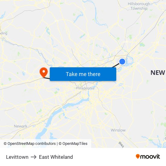 Levittown to East Whiteland map