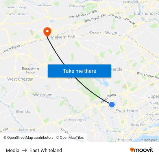 Media to East Whiteland map