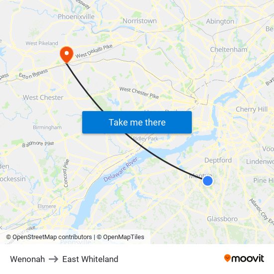 Wenonah to East Whiteland map