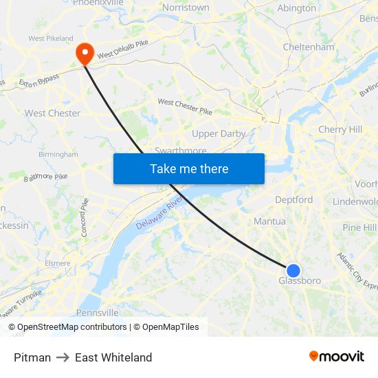 Pitman to East Whiteland map