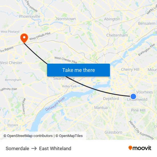 Somerdale to East Whiteland map