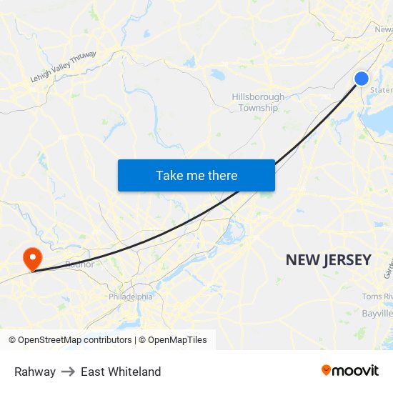 Rahway to East Whiteland map