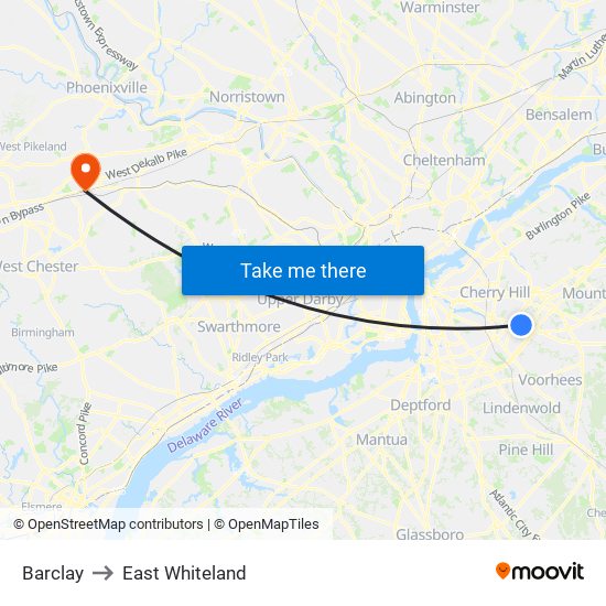 Barclay to East Whiteland map