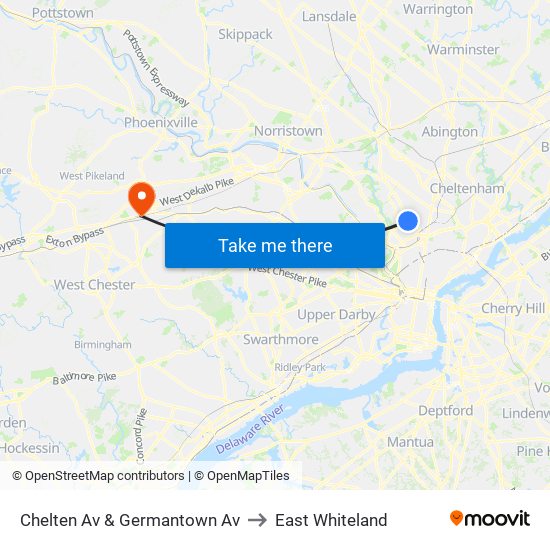 Chelten Av & Germantown Av to East Whiteland map