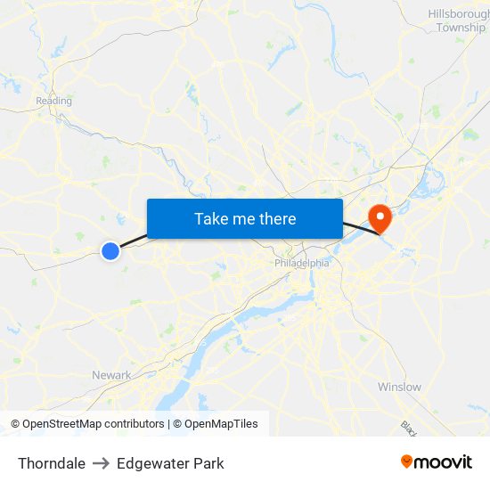 Thorndale to Edgewater Park map