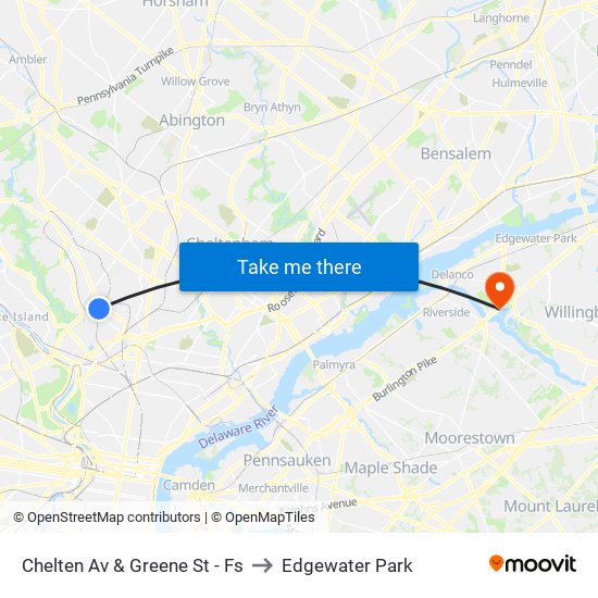Chelten Av & Greene St - Fs to Edgewater Park map