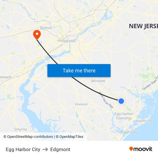 Egg Harbor City to Edgmont map