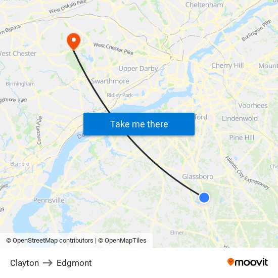 Clayton to Edgmont map