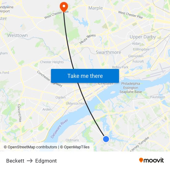 Beckett to Edgmont map