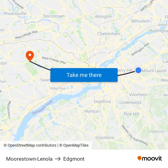 Moorestown-Lenola to Edgmont map