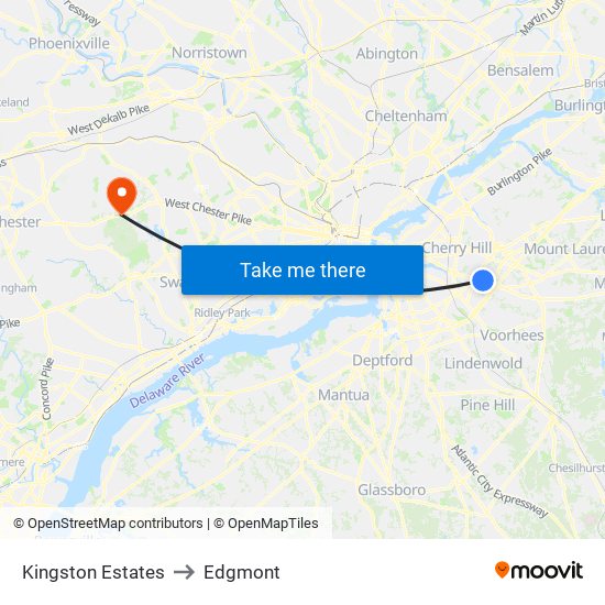Kingston Estates to Edgmont map
