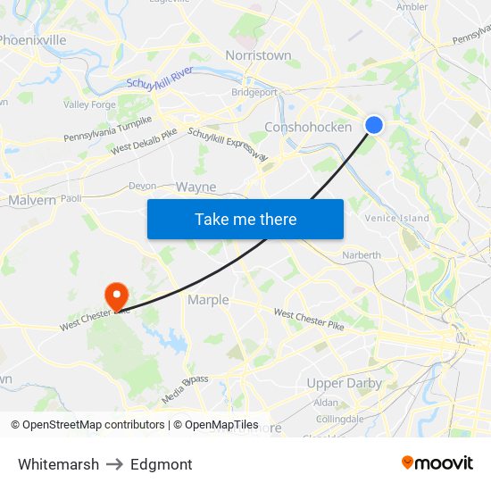 Whitemarsh to Edgmont map