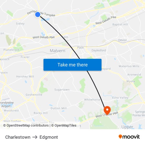 Charlestown to Edgmont map
