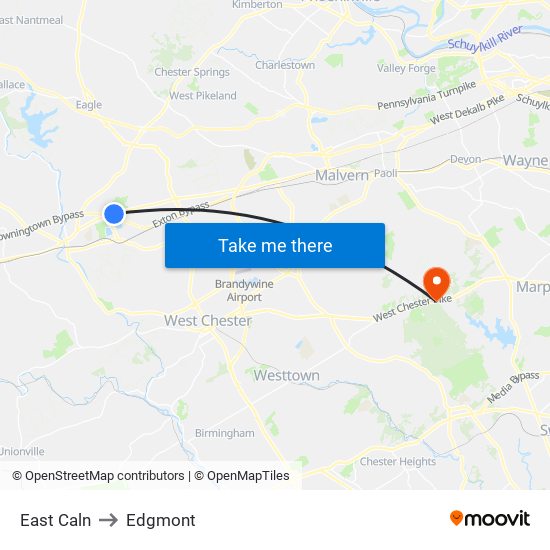 East Caln to Edgmont map