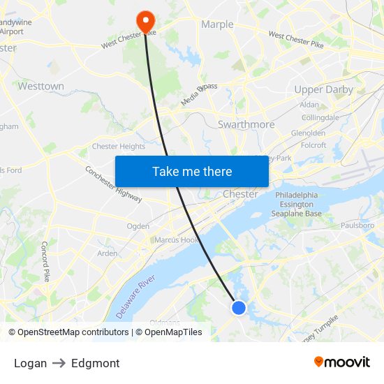 Logan to Edgmont map