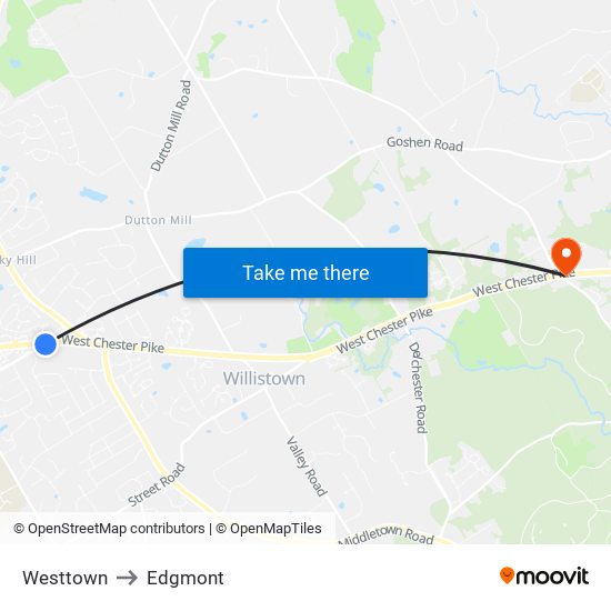 Westtown to Edgmont map