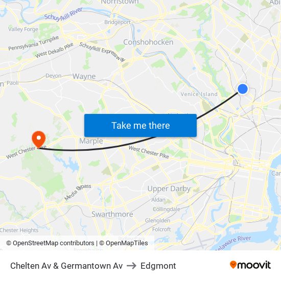 Chelten Av & Germantown Av to Edgmont map