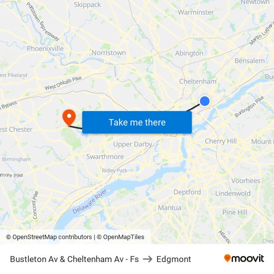 Bustleton Av & Cheltenham Av - Fs to Edgmont map