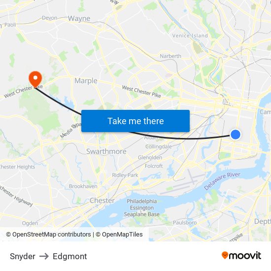 Snyder to Edgmont map