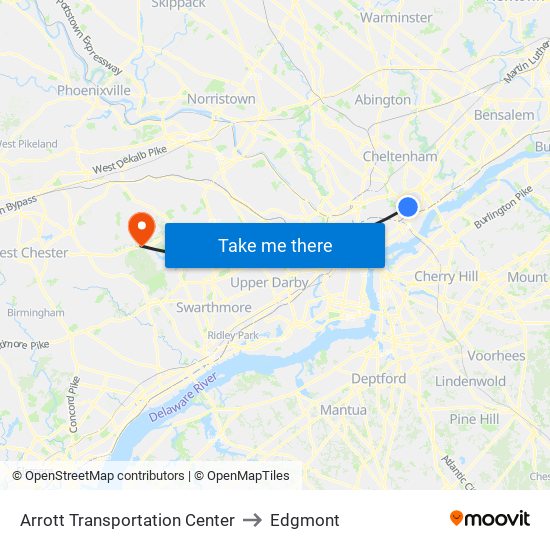 Arrott Transportation Center to Edgmont map