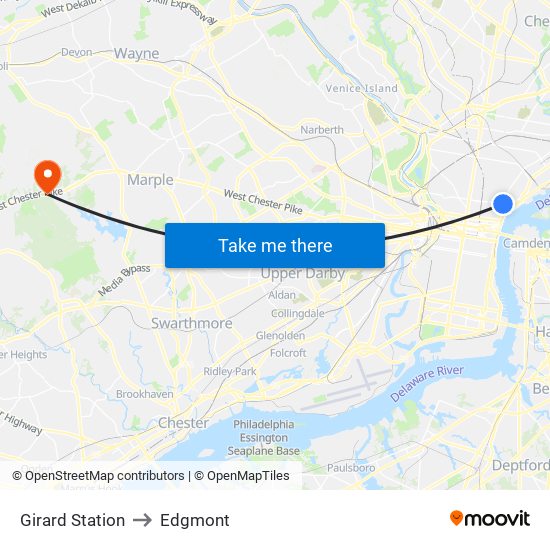 Girard Station to Edgmont map