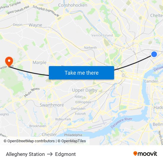 Allegheny Station to Edgmont map