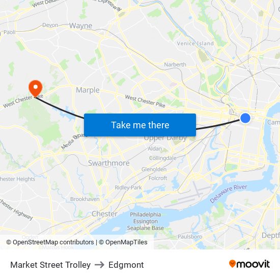 Market Street Trolley to Edgmont map