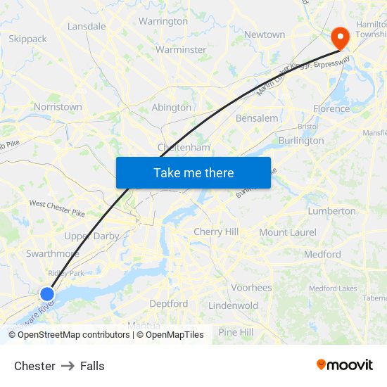 Chester to Falls map