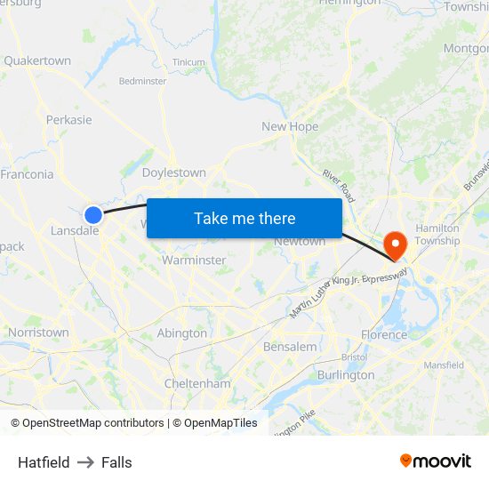 Hatfield to Falls map