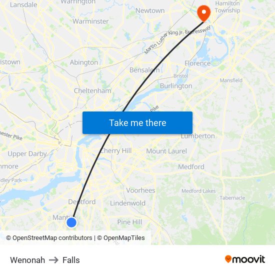 Wenonah to Falls map