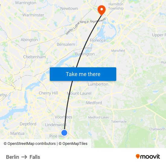 Berlin to Falls map